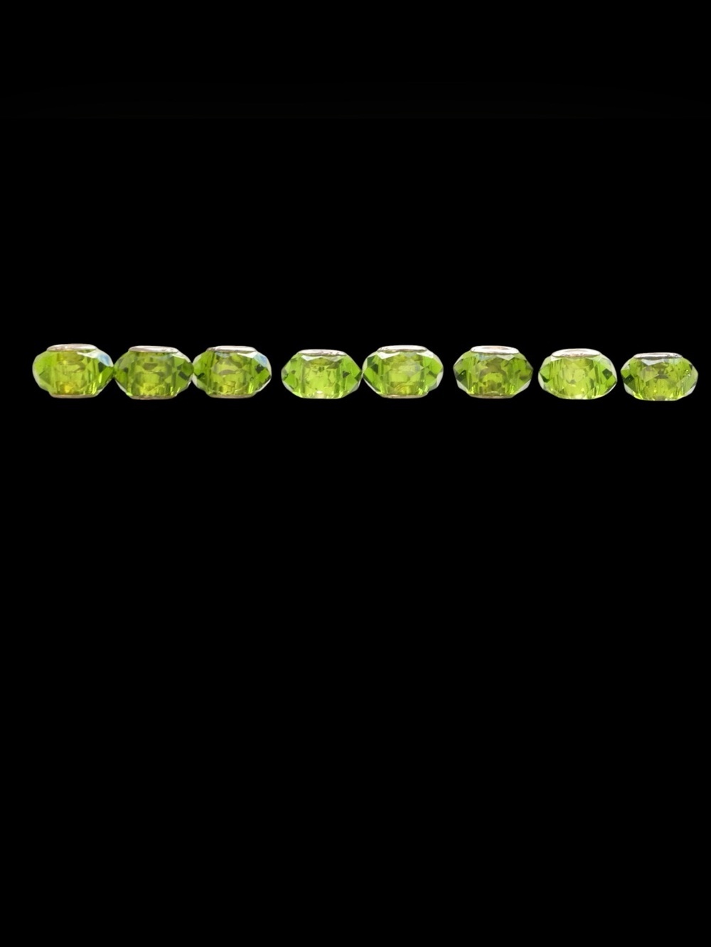 Sterling Green Faceted Glass Beads (8) Bracelet Strand - Women Jewelry